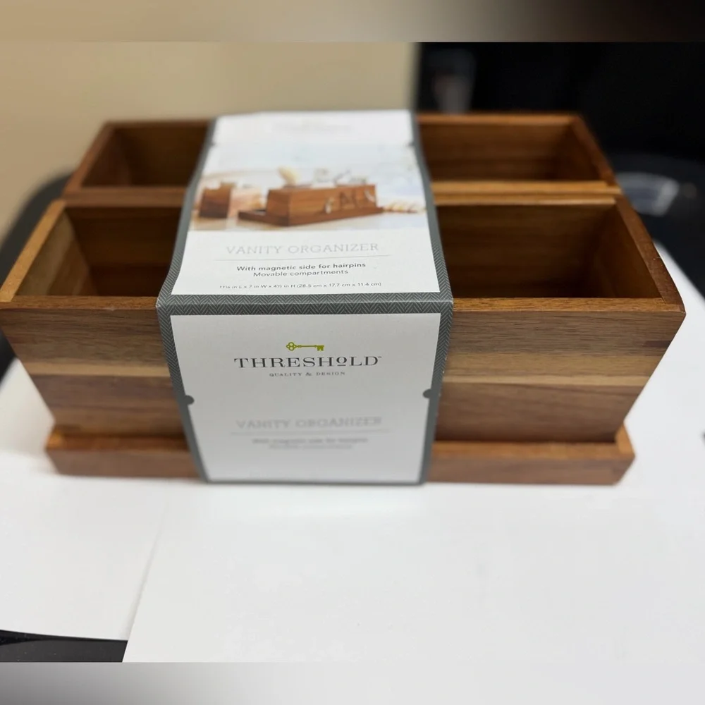 Threshold Wood Vanity Organizer - Warm Wood Finish